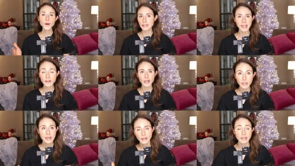 Frames from an unfiltered talking head skincare video, sheet 1